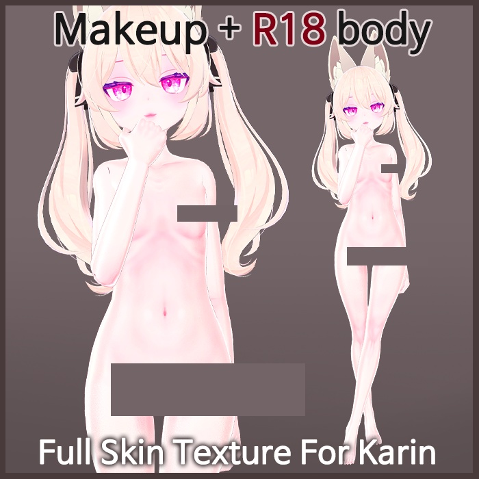【VRChat】 Karin / Full skin Textures : body + face makeup texture 