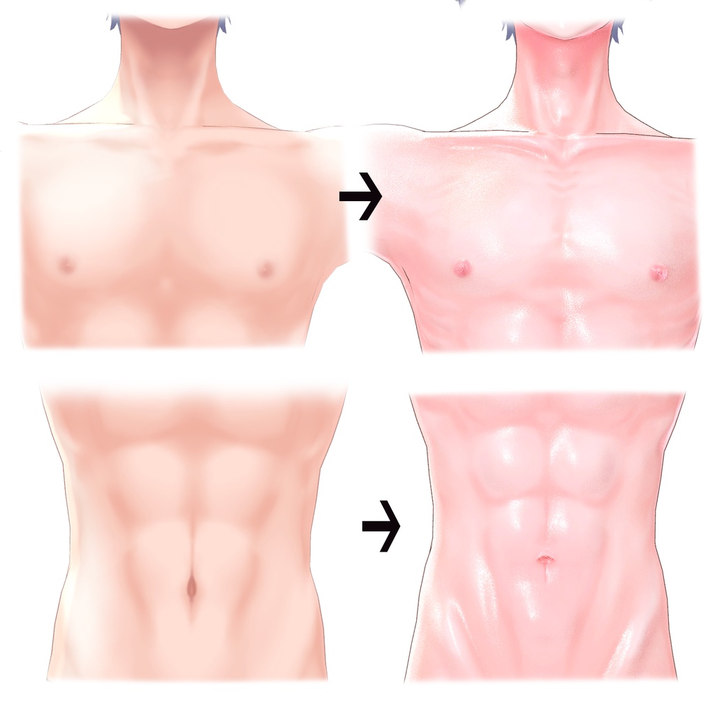 【VRChat】 Minase 水瀬 / Premium skin Textures (血筋, bloodline, 핏줄, Abs etc..)