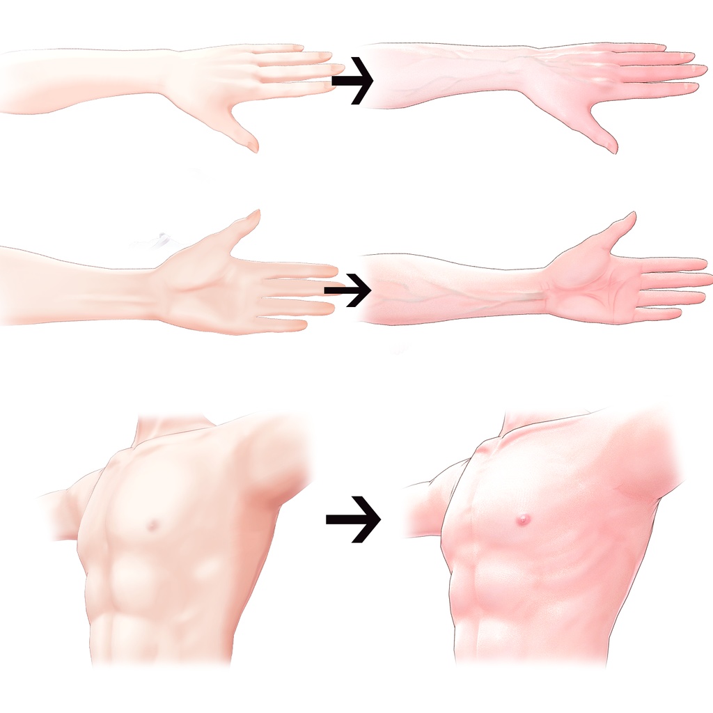 【VRChat】 Minase 水瀬 / Premium skin Textures (血筋, bloodline, 핏줄, Abs etc..)