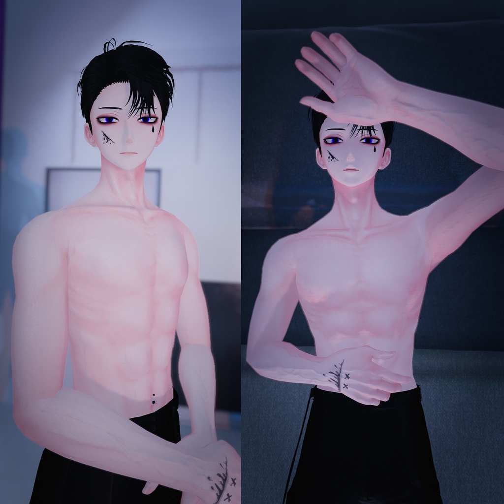 【VRChat】 Minase 水瀬 / Premium skin Textures (血筋, bloodline, 핏줄, Abs etc..)