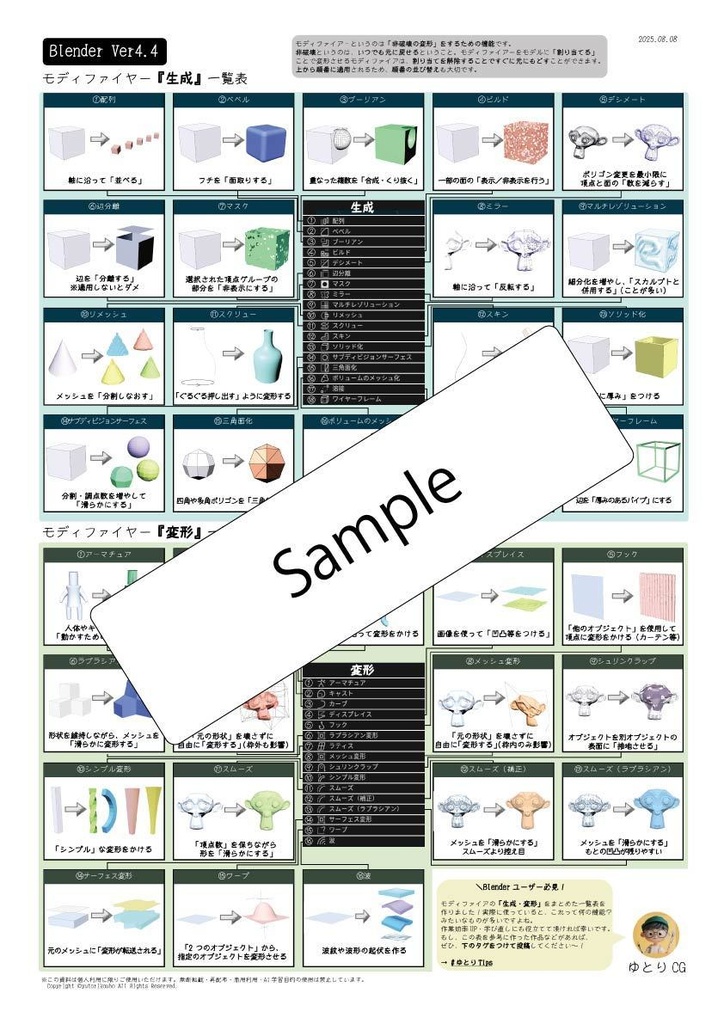 【迷子脱出!】Blender入門チートシート:モディファイア編(生成・変形)