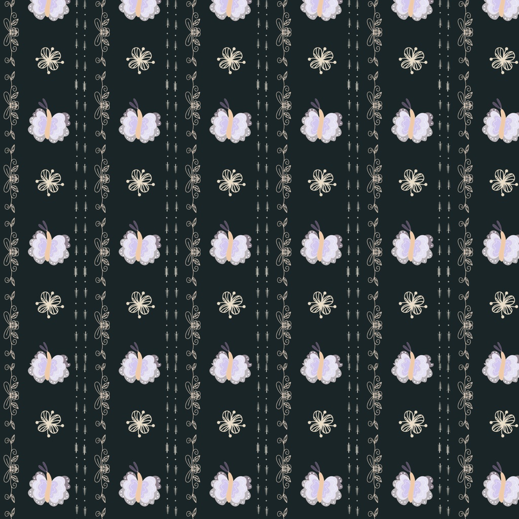 優雅に舞う蝶と、繊細なお花のラインが織りなす、クラシカルなデジタルペーパー。