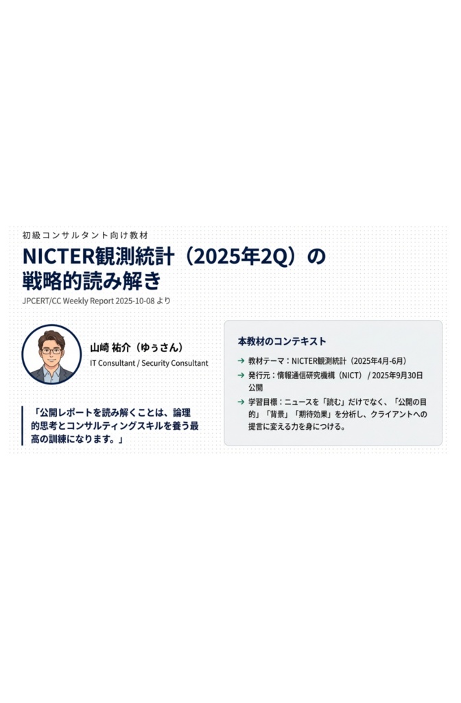 セキュリティコンサルタントの論理思考『脅威インテリジェンス活動レポート_20251008_スライド』
