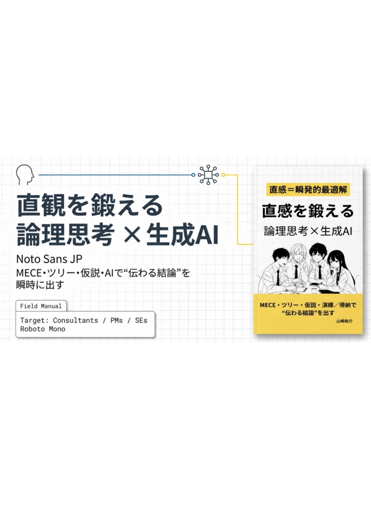 書籍紹介スライド『書籍_直観を鍛える論理思考×生成AI――MECE・ツリー・仮説・演繹_帰納で“伝わる結論”を出す』
