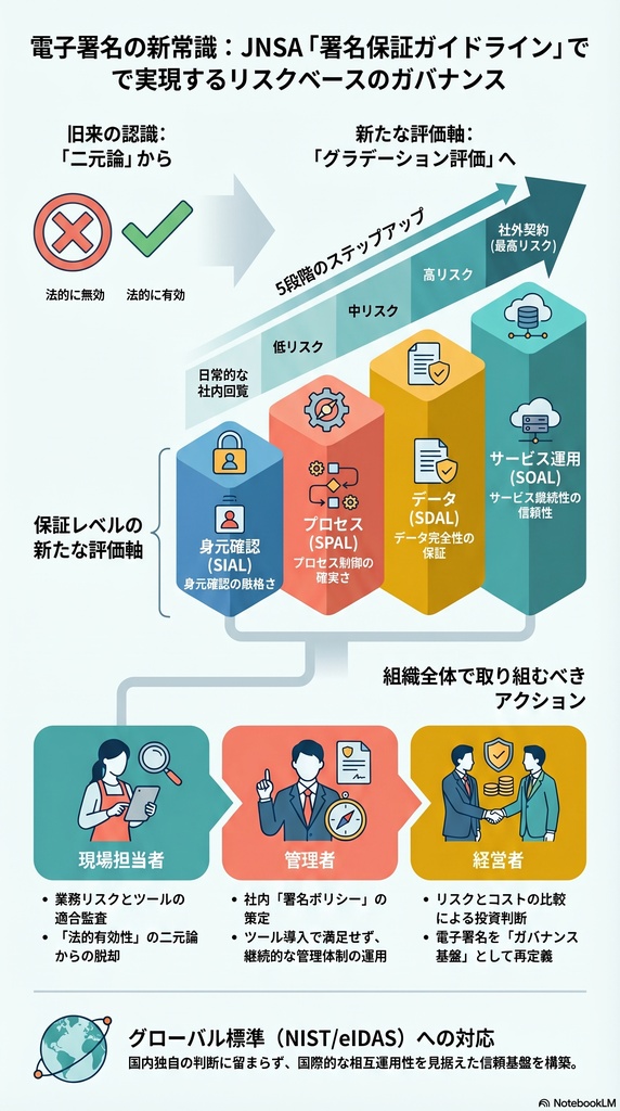 【3軸分析】JNSAが「署名保証ガイドライン第1.00版」を公開 を背景・目的・効果で読み解く|3軸分析ライブラリ #8
