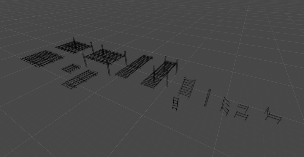 【無料】桟橋,骨組み3Dセット（組み立て）
