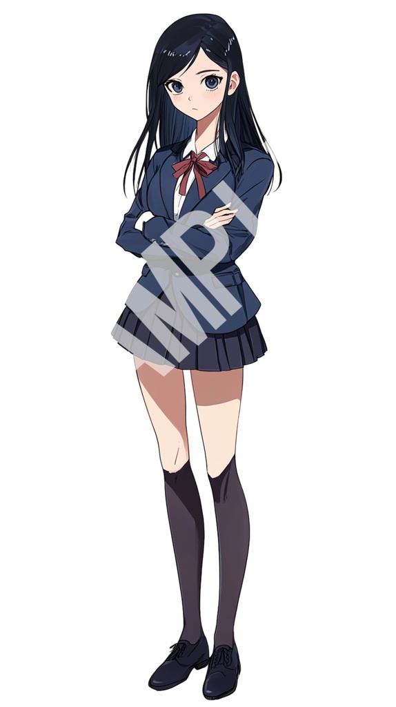 【配信用立ち絵】女子高生01立ち絵+表情差分4種 PSDデータ