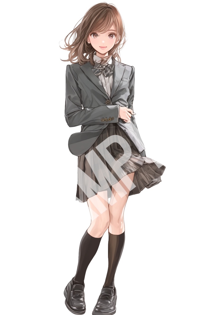 【配信用立ち絵】女子高生02立ち絵+表情差分4種 透過PNG+PSD