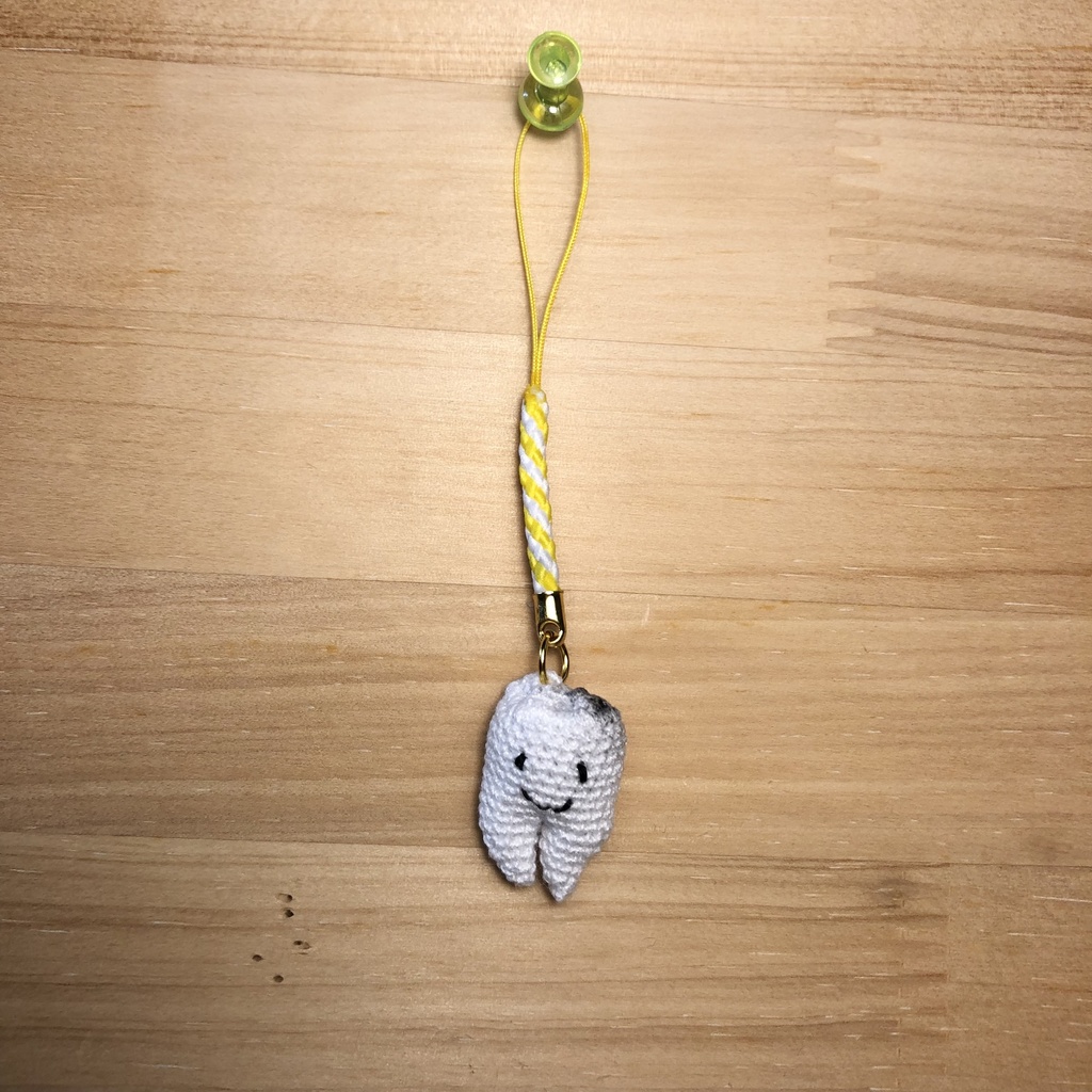 虫歯ちゃん　根付け(黄)