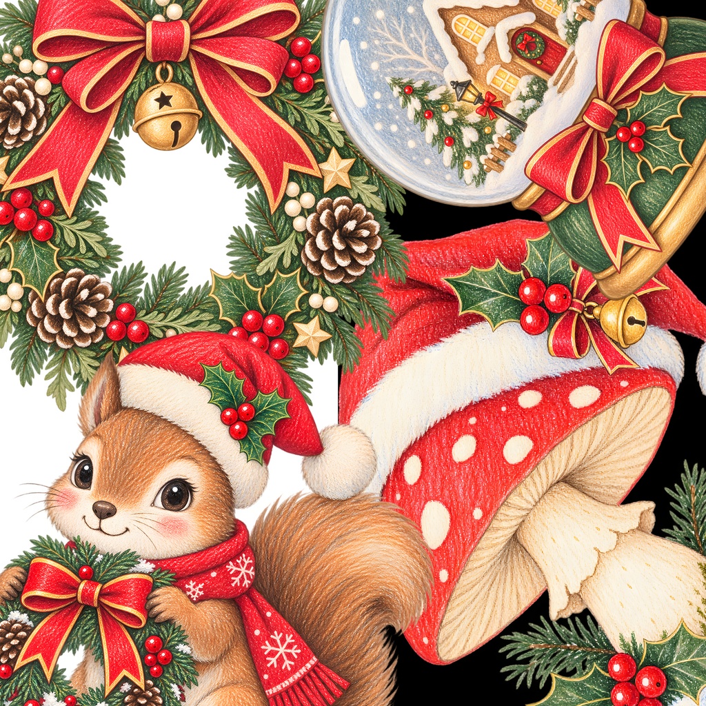 色鉛筆風クリスマスクリップアート25点セット|透過PNG|無料サンプルあり