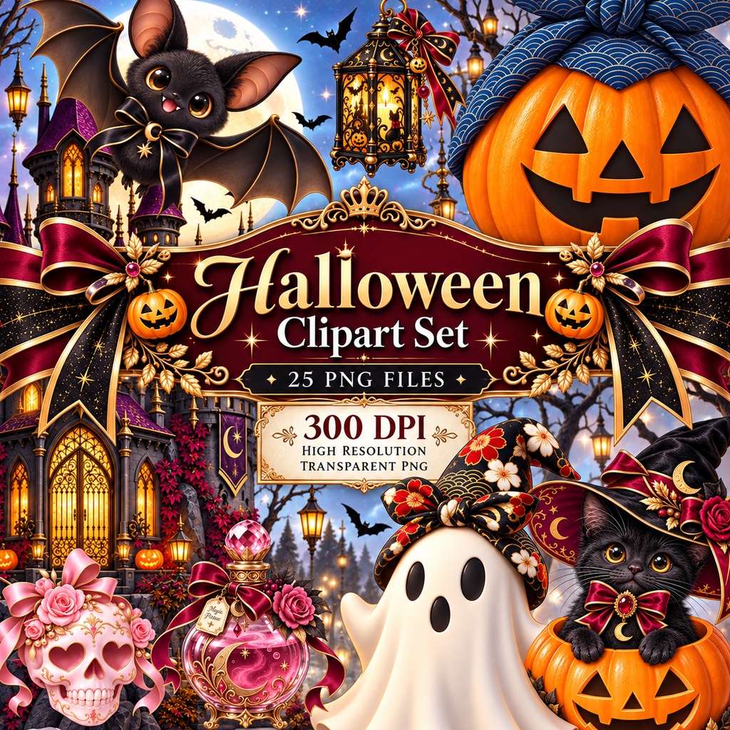 ハロウィンクリップアート 25点セット PNG