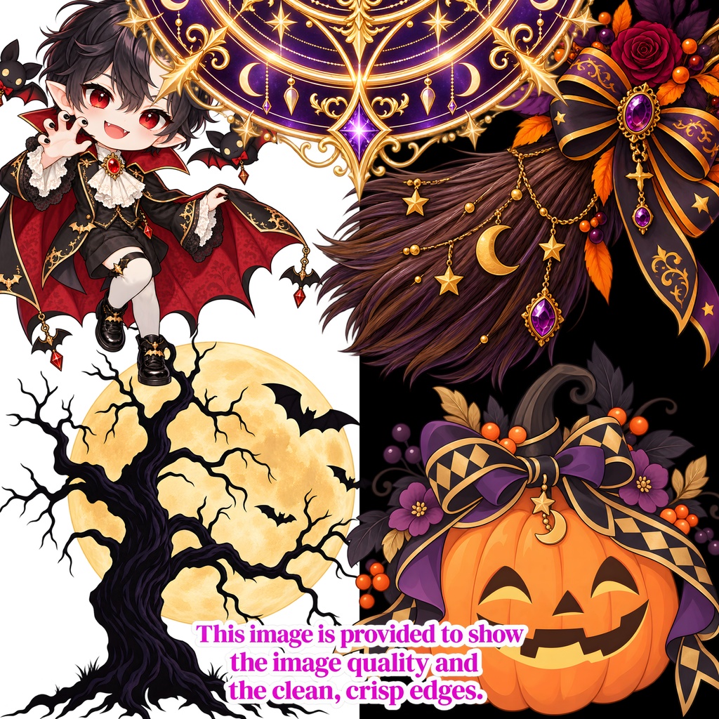 ハロウィン クリップアート 25点セット|透過PNG|3000×3000px|300DPI|商用利用可