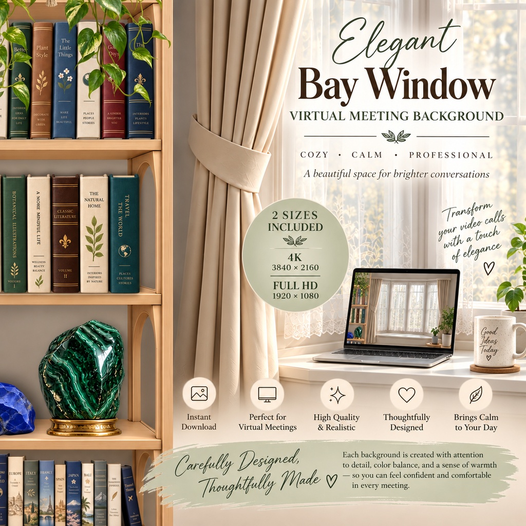 Elegant Bay Window|バーチャルミーティング背景 4K・Full HD
