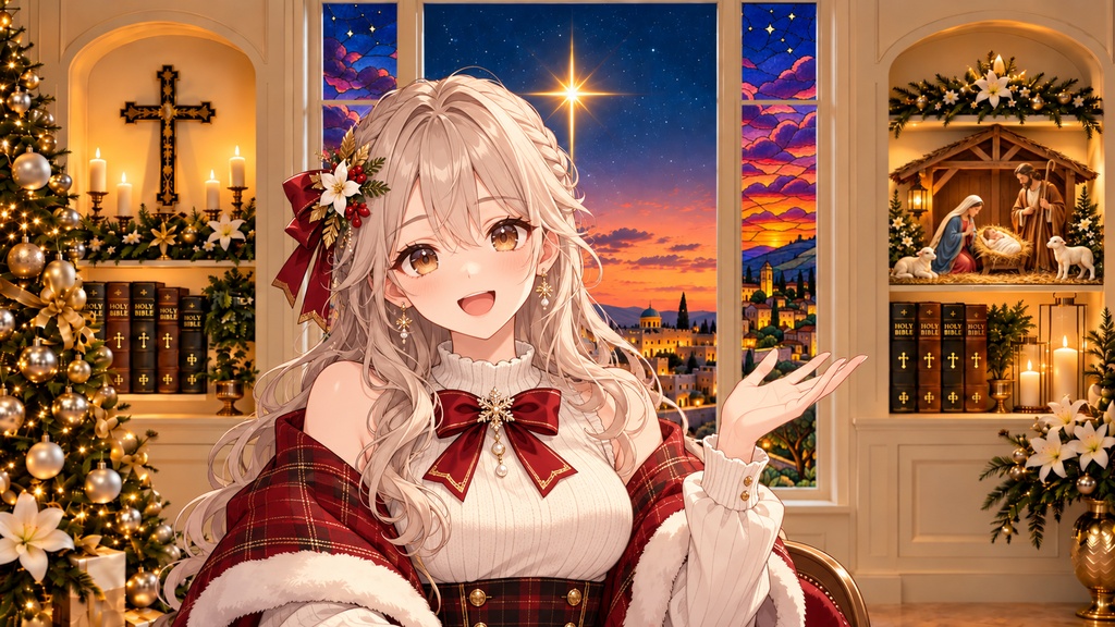 【静止画+動画】星降る聖夜のクリスマス背景|Zoom・Teams・VTuber・配信向けバーチャル背景