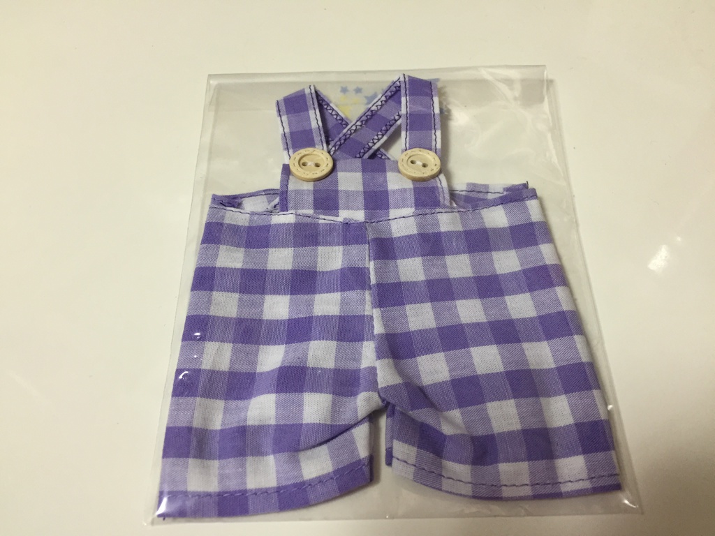 紫ギンガムサロペット