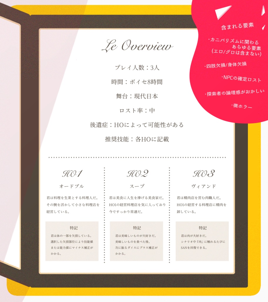 【CoCシナリオ】カニバル・ソウル・フルコース【SPLL:E195425】