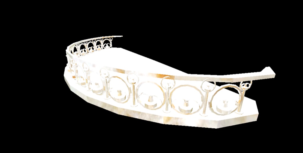 【ワールド景観用】半円形大理石バルコニー　Semicircular marble balcony