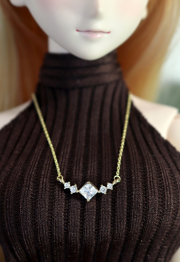 ドールサイズ小物:ジルコニアネックレス