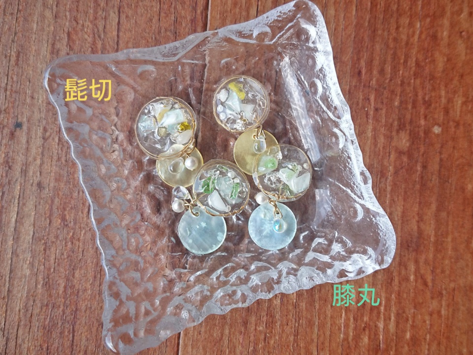 琉球ガラスカレットのイヤリング(ピアス)