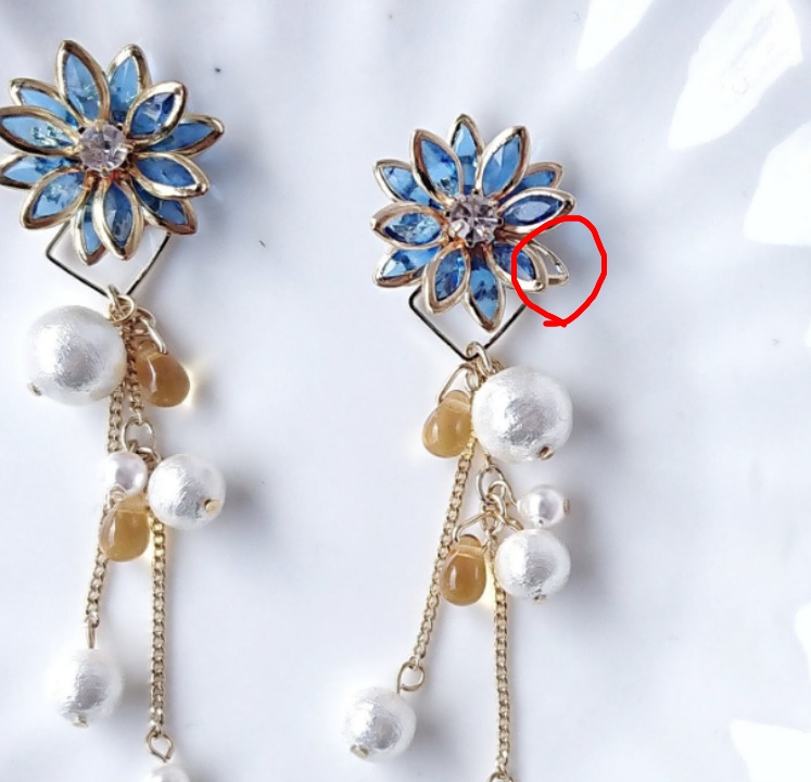 アンティークガラスフラワー&パールイヤリング(ピアス)