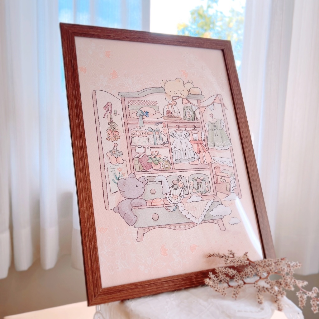 A4ポスターフレーム【手描きイラストサイン入り】