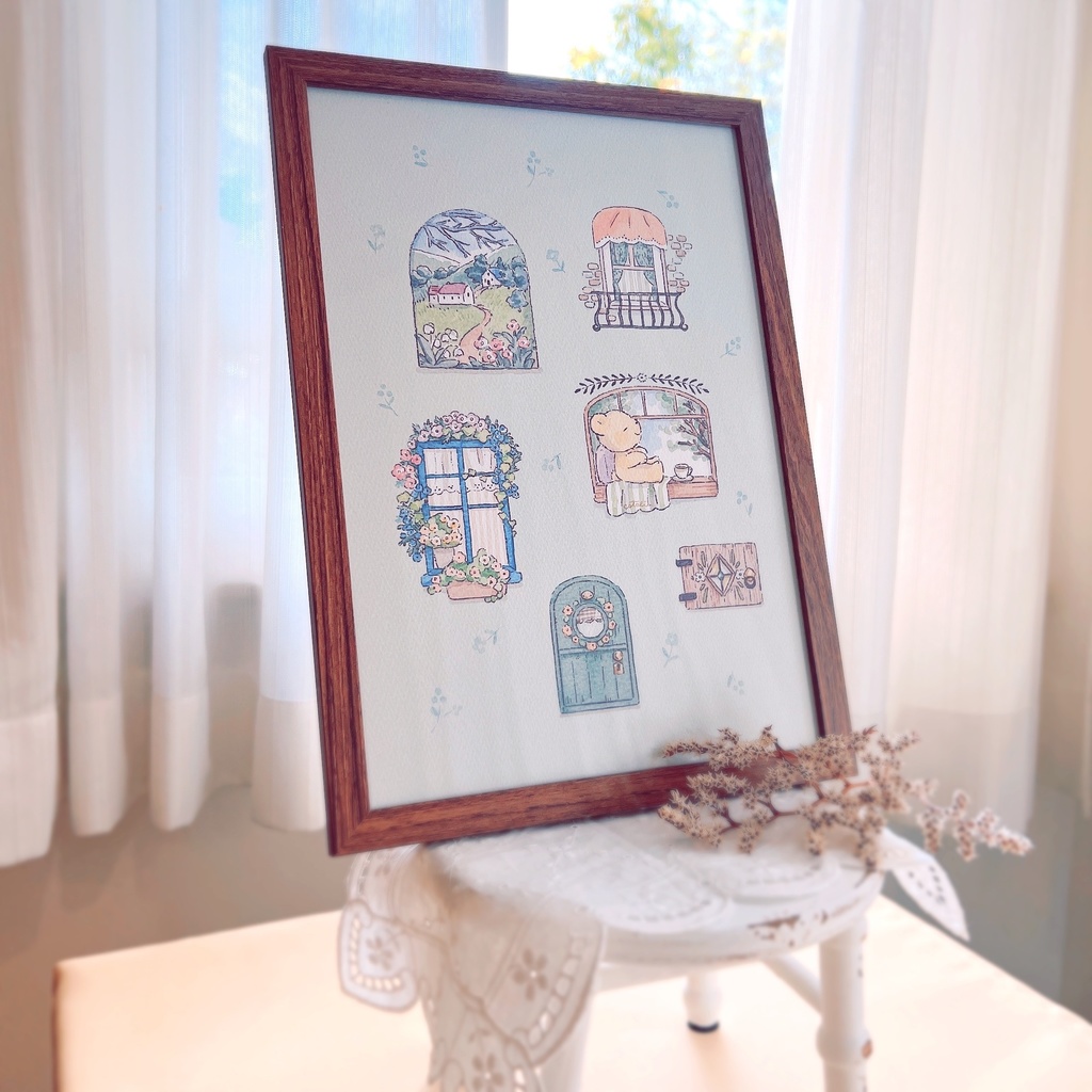 A4ポスターフレーム【手描きイラストサイン入り】