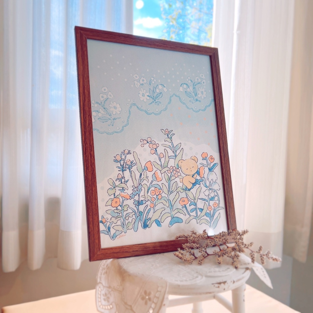 A4ポスターフレーム【手描きイラストサイン入り】