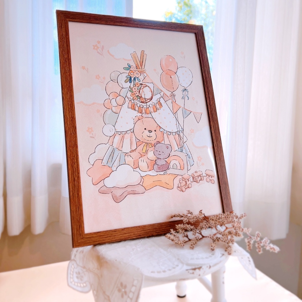 A4ポスターフレーム【手描きイラストサイン入り】