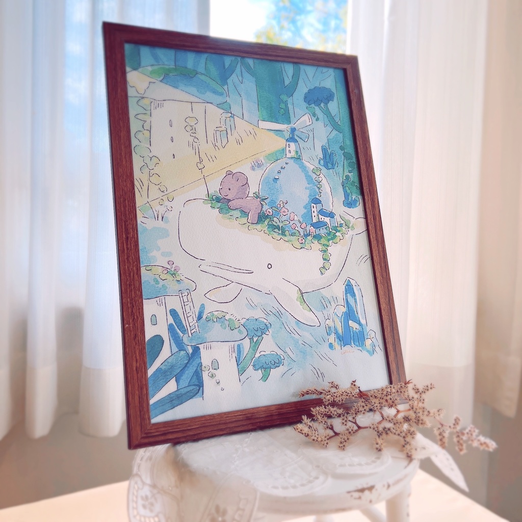 A4ポスターフレーム【手描きイラストサイン入り】