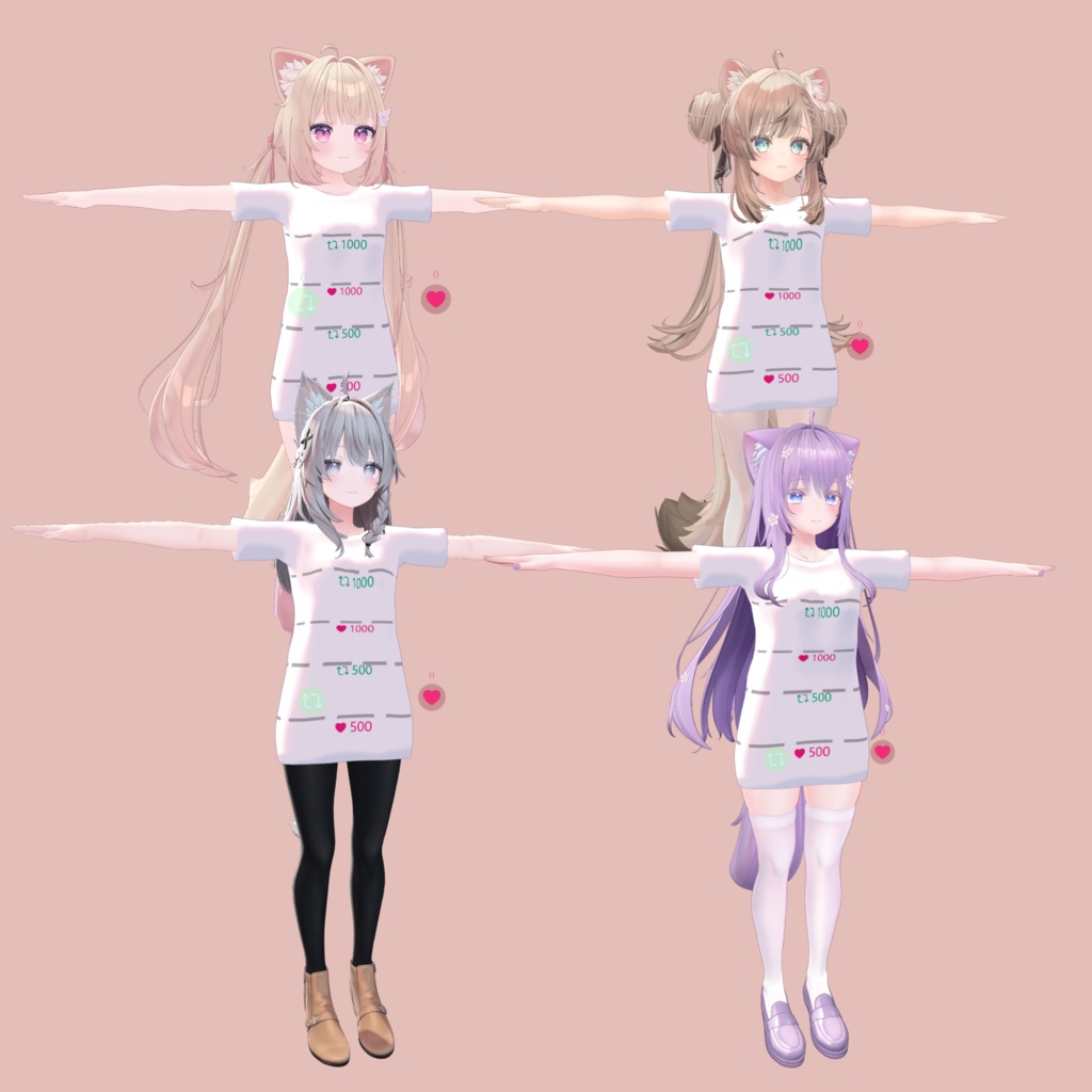 【4アバター対応】Like Retweet Cut T-shirt