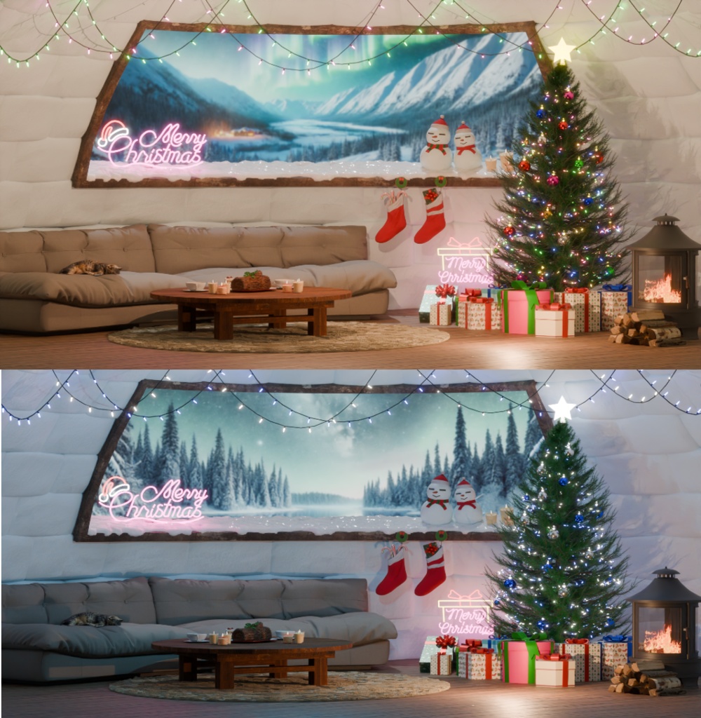 [버튜버 방송배경] Christmas Igloo house