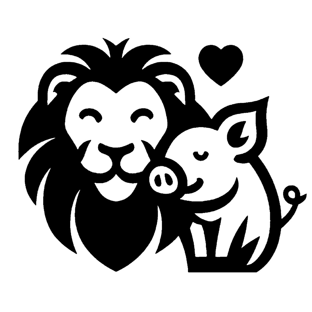 仲良しのライオンと豚