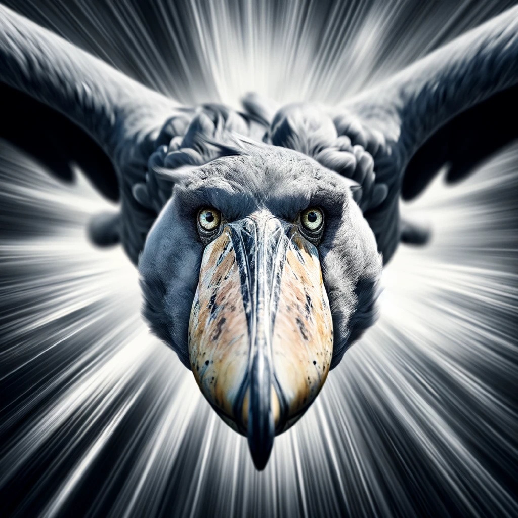 飛んでくるハシビロコウ