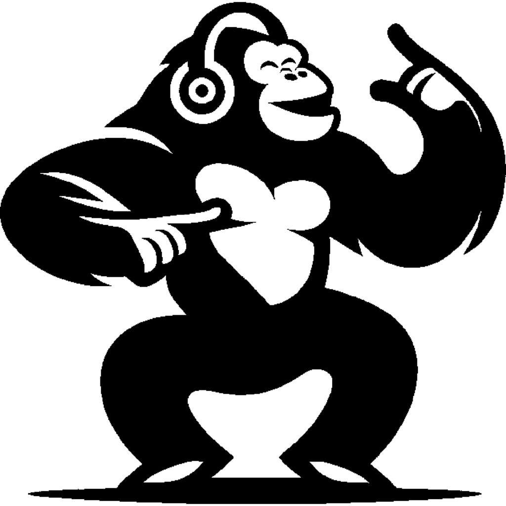 音楽を聴くゴリラ