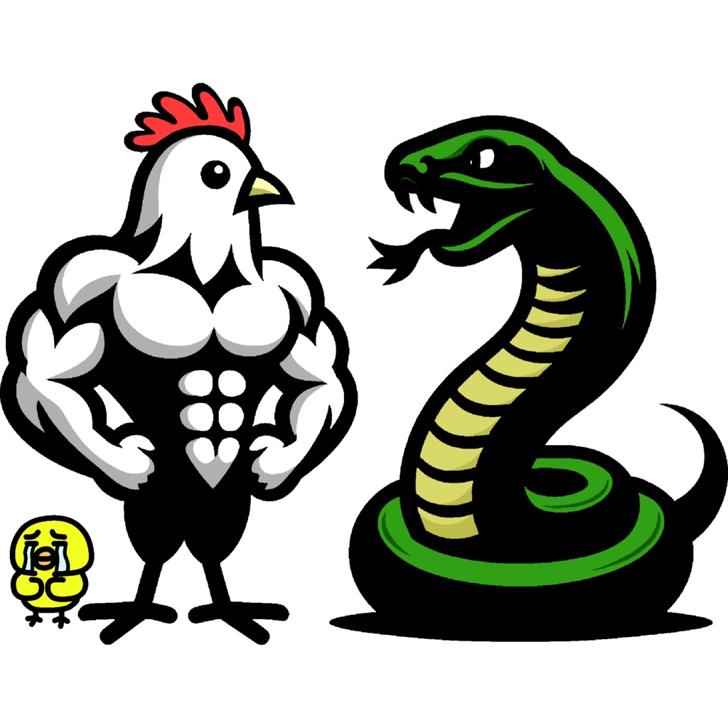 子供を食べようとしたヘビに怒るニワトリ