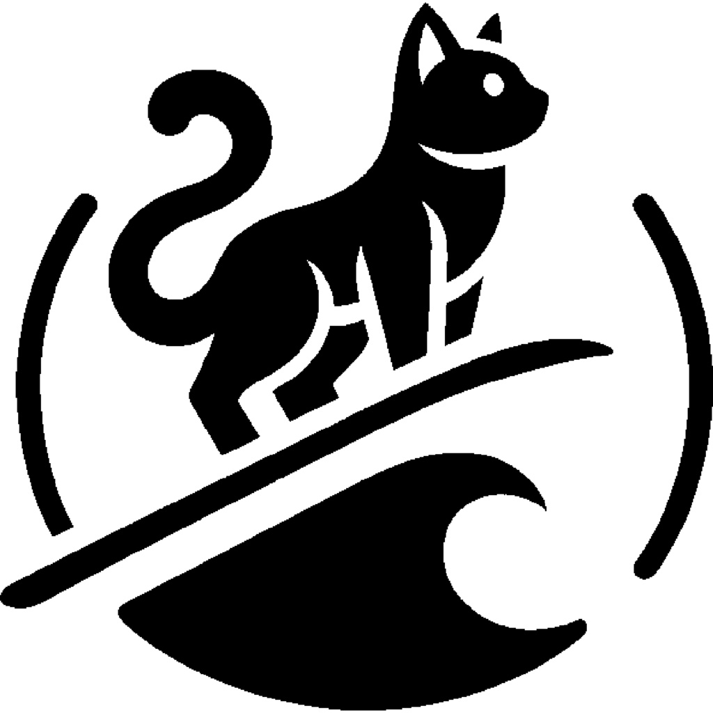 サーフィンをする猫