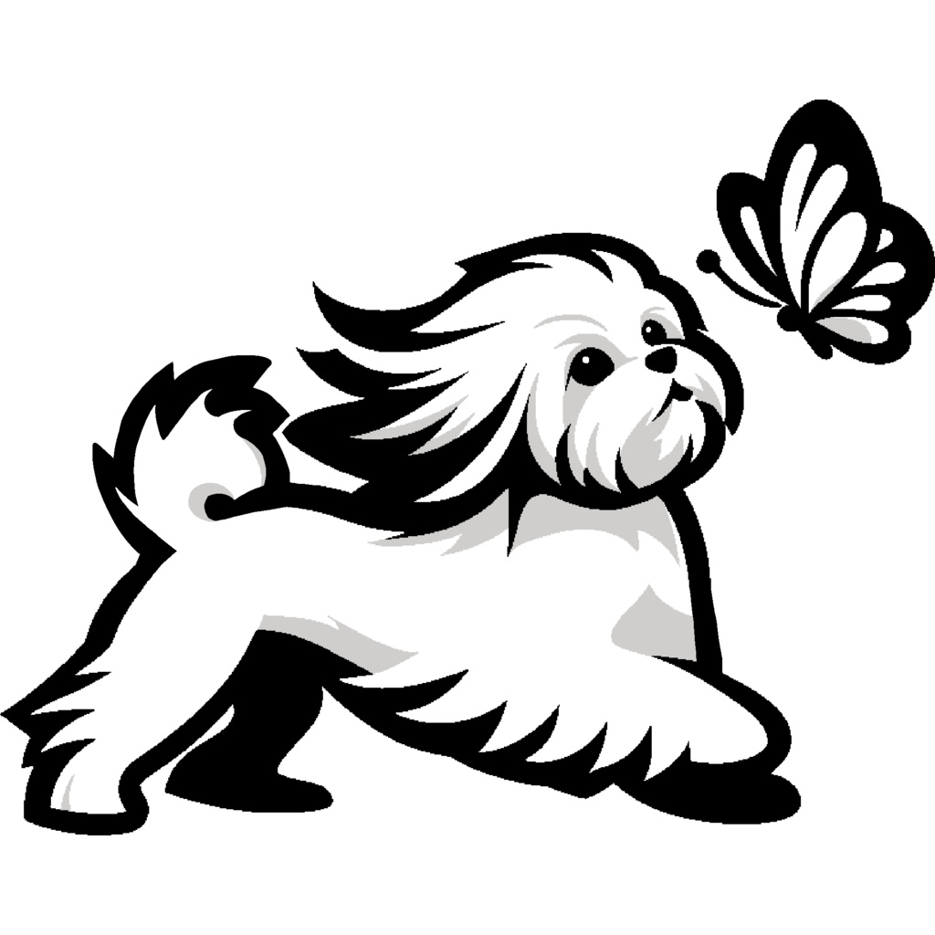 蝶を追いかける犬