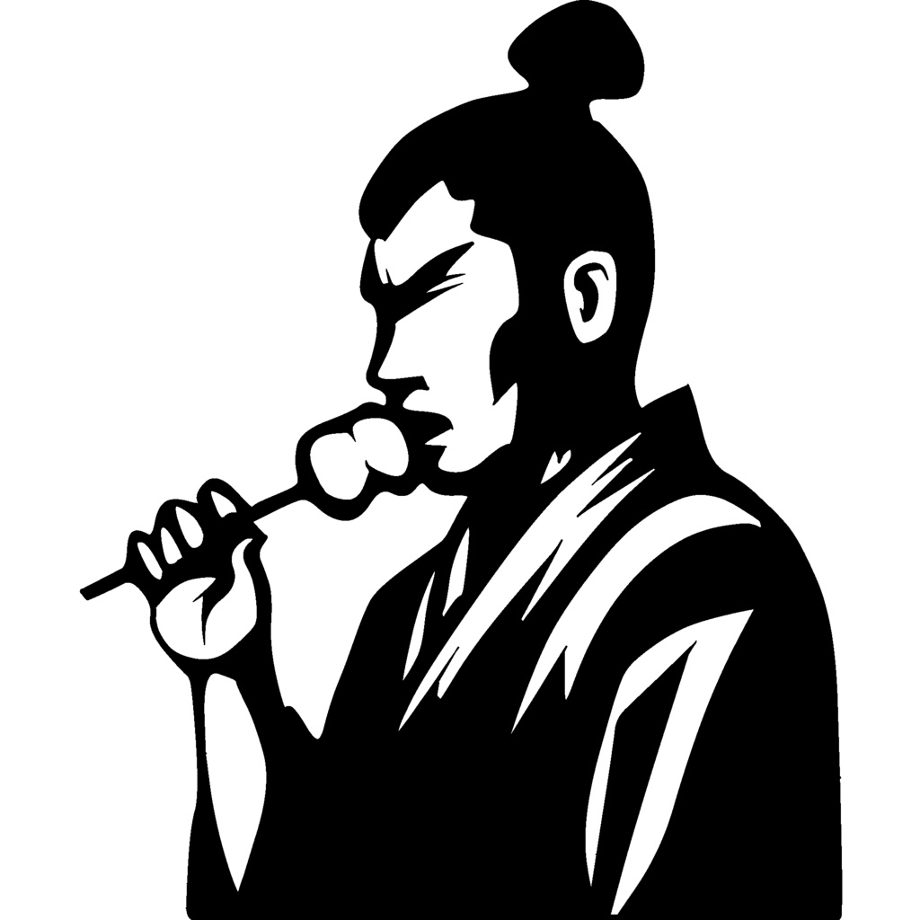 団子を食べる侍