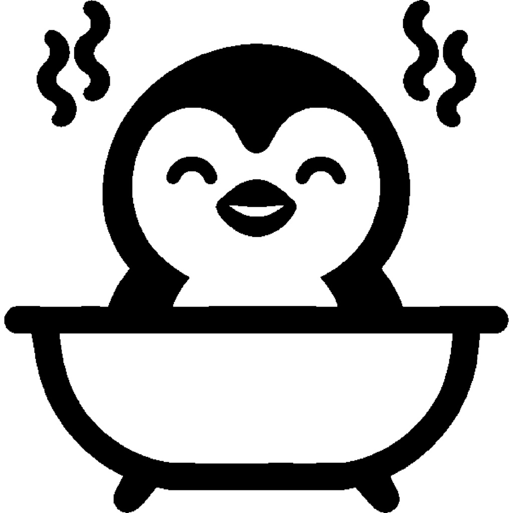 風呂に入るペンギン