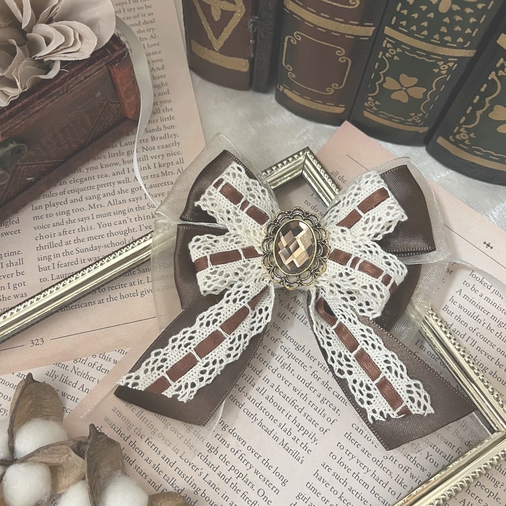 ぬい服 16cm 着ぐるみくま ブラウン チェック リボン レース アンティーク