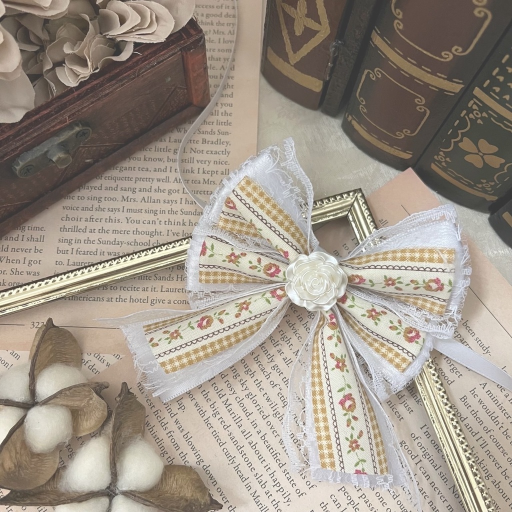 ぬい服 16cm 着ぐるみくま ベージュ リボン 黄色花レース