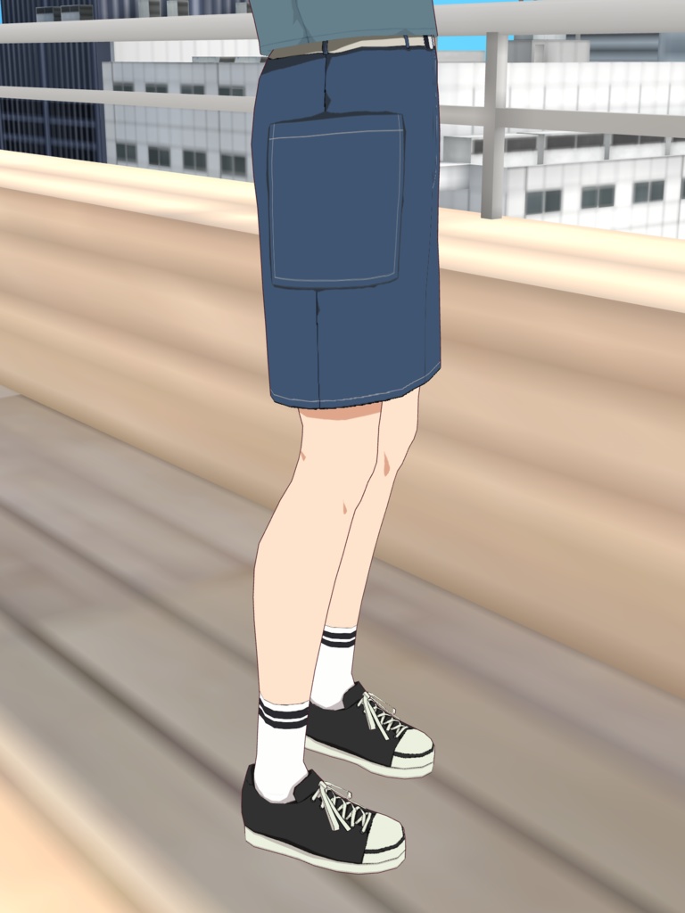 台形スカート-BLUE