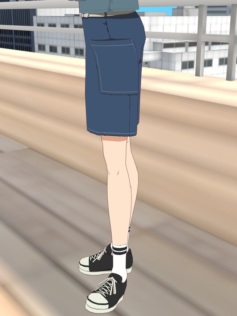 台形スカート-BLUE