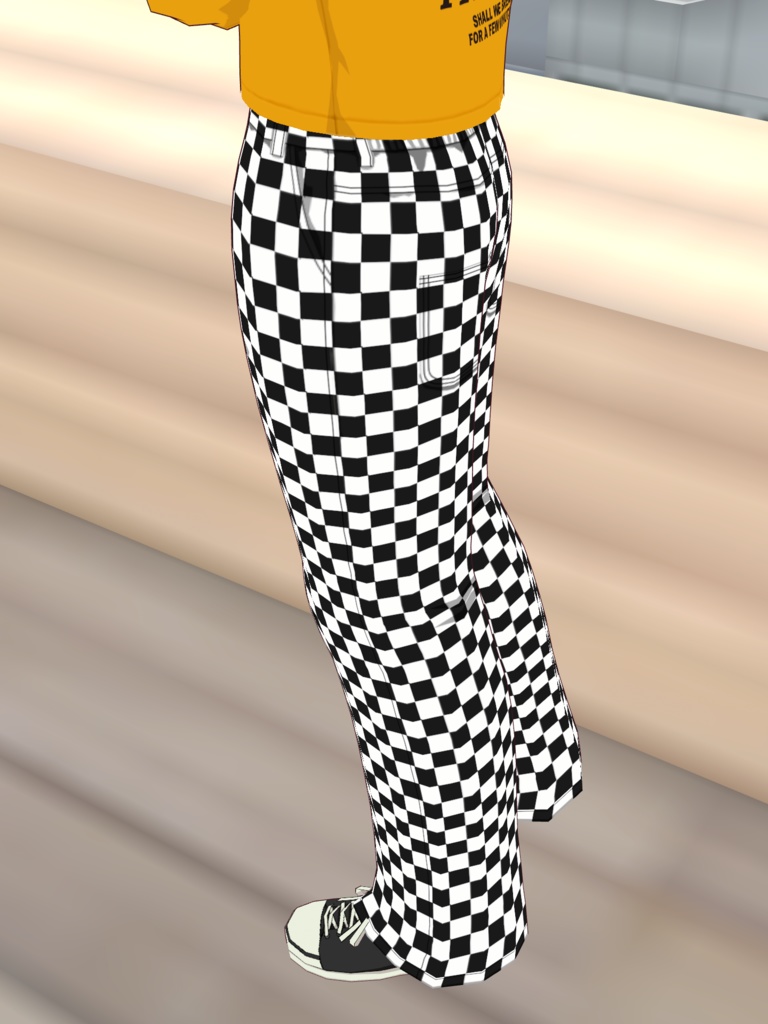 フラッグチェックパンツ-BLACK