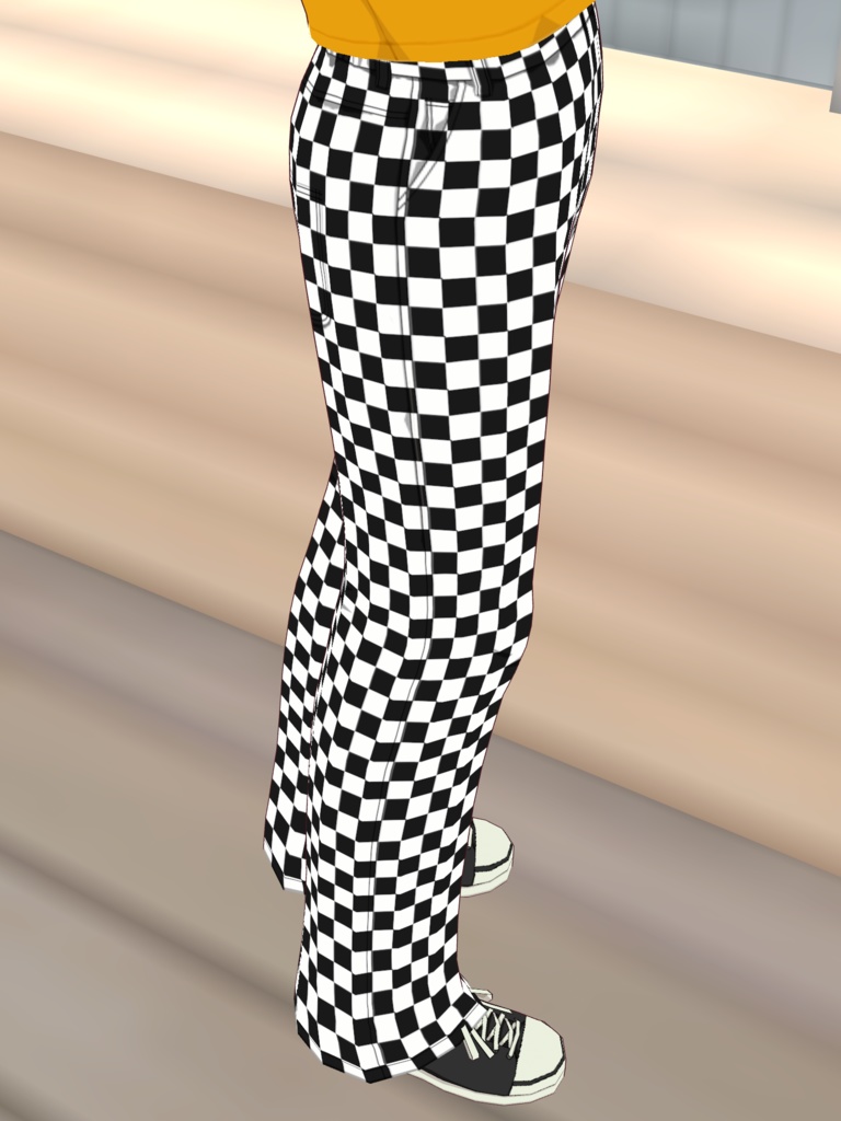 フラッグチェックパンツ-BLACK