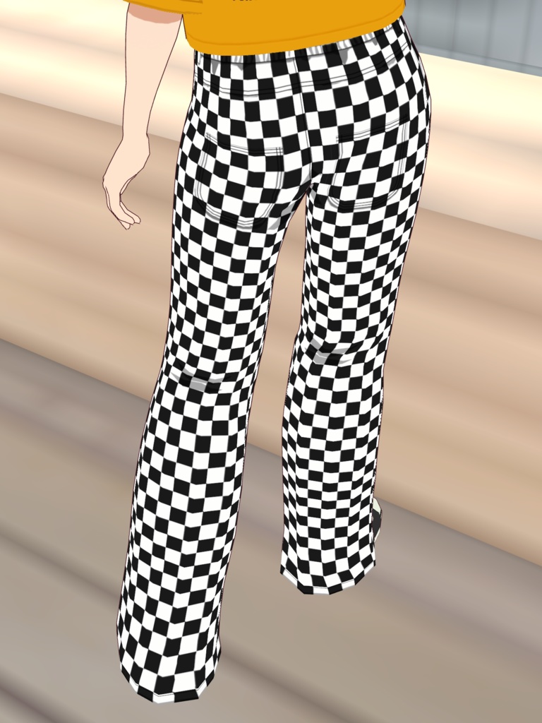 フラッグチェックパンツ-BLACK