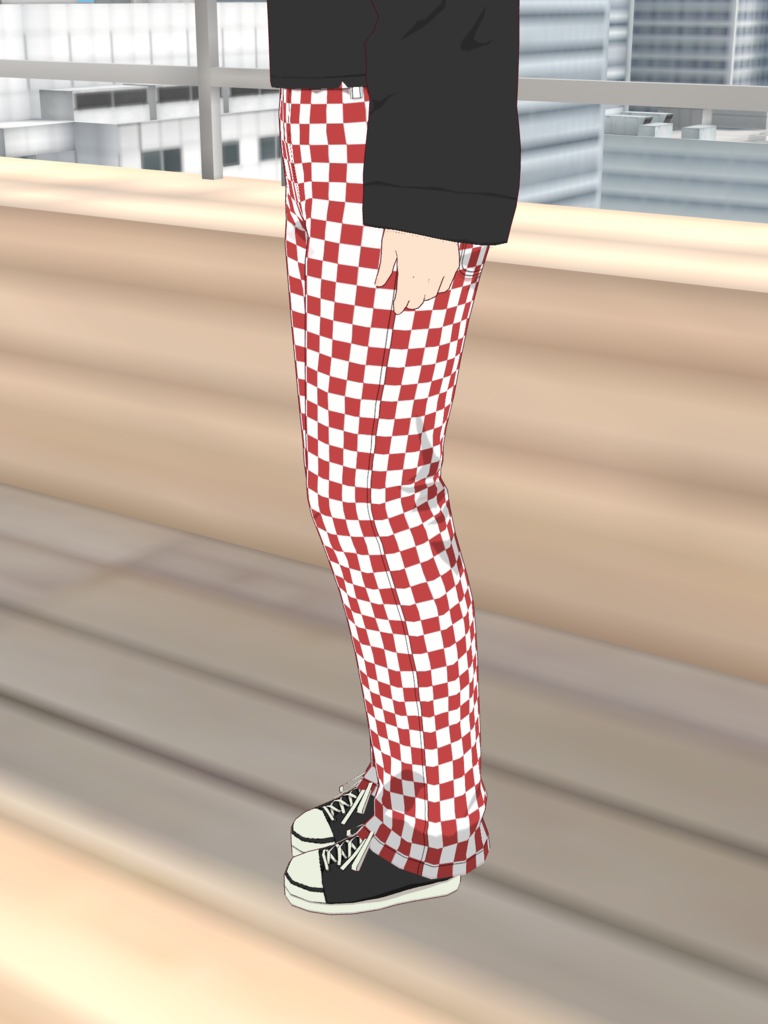 フラッグチェックパンツ-RED