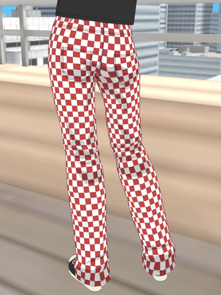 フラッグチェックパンツ-RED