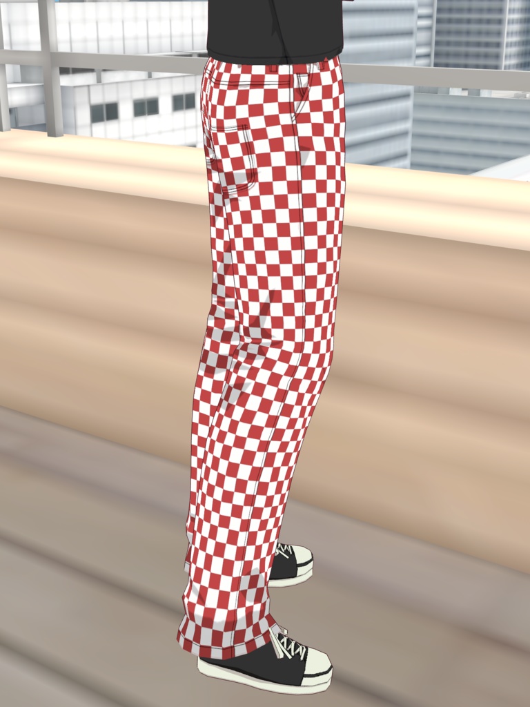 フラッグチェックパンツ-RED