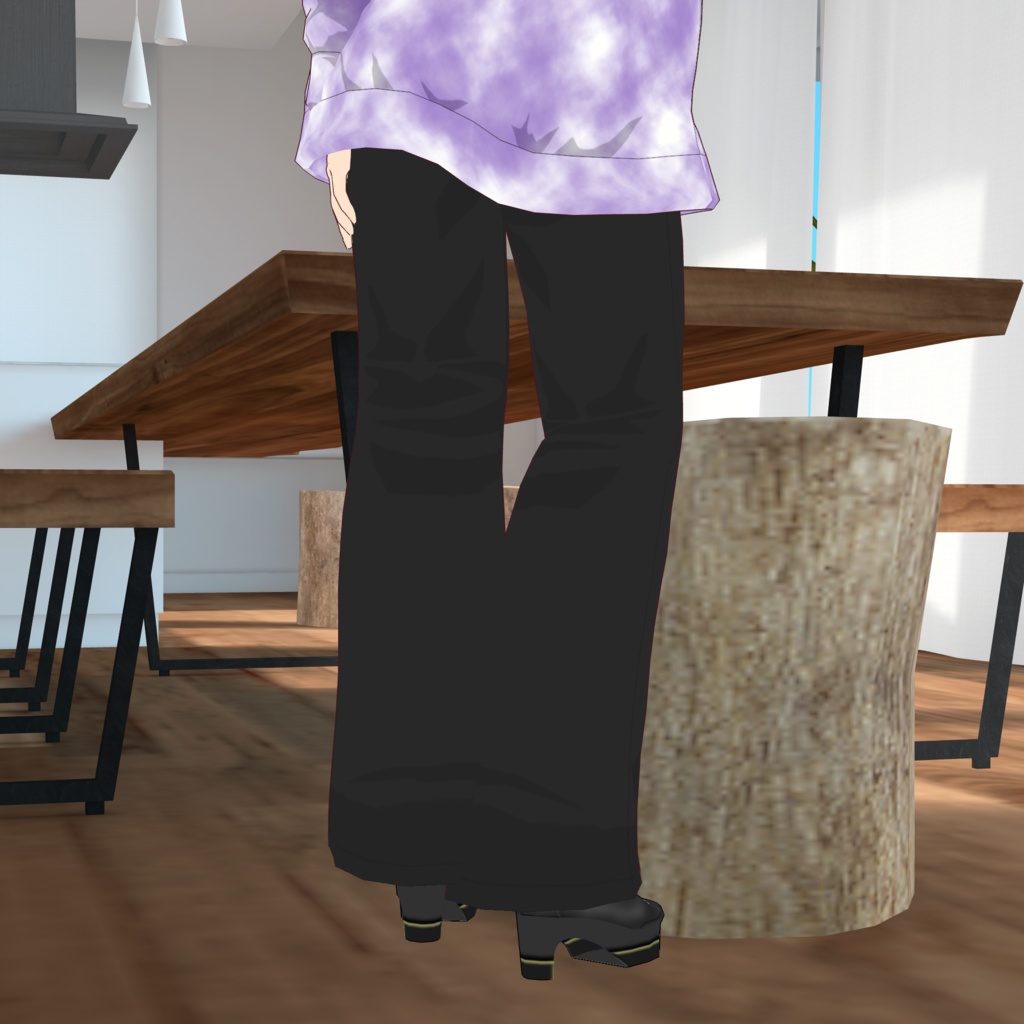 フレアパンツ-BLACK